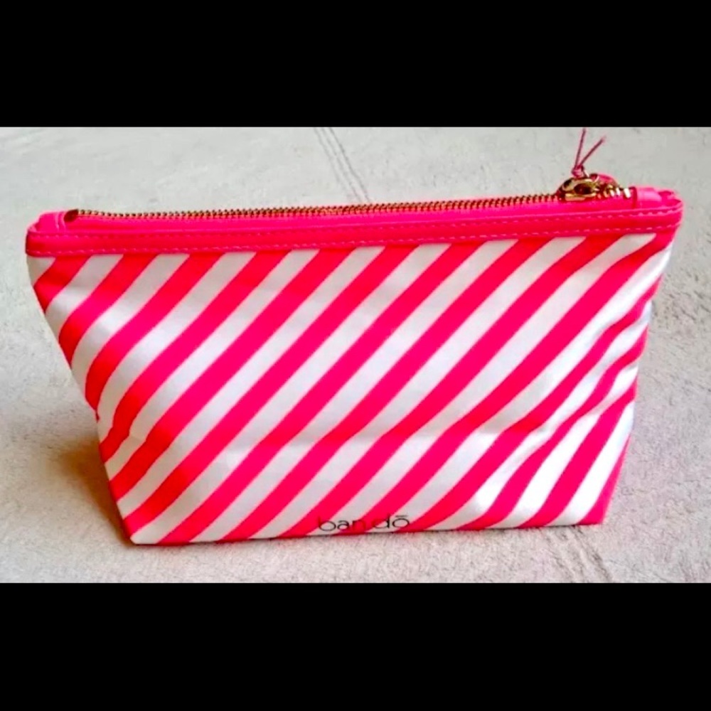 BAN.DO Looking Good Pink/White Striped Make-Up Bag